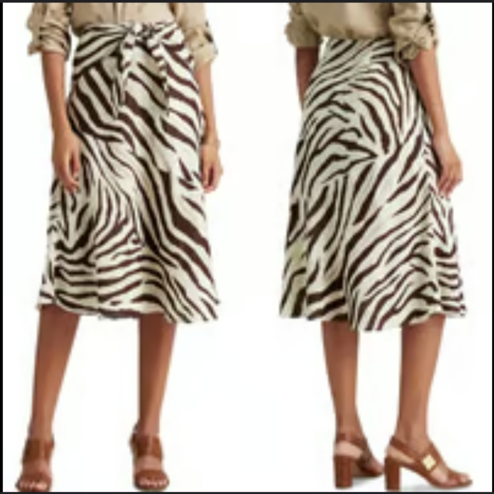CATO Allyda Brown and White Zebra A-Line Skirt SIZE 10 NWT